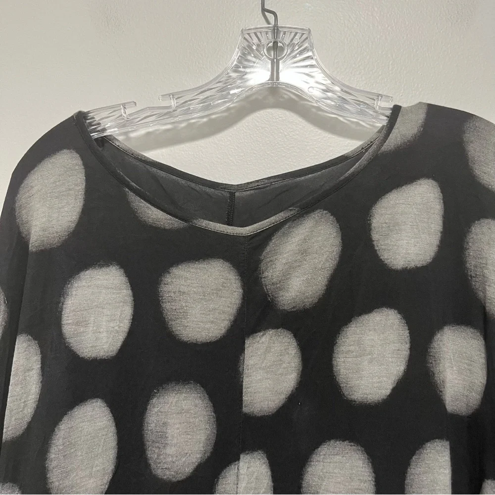 Moyuru Japanese Art To Wear Polka Dot Lagenlook Oversized Tunic Dress Gray M - Picture 3 of 12